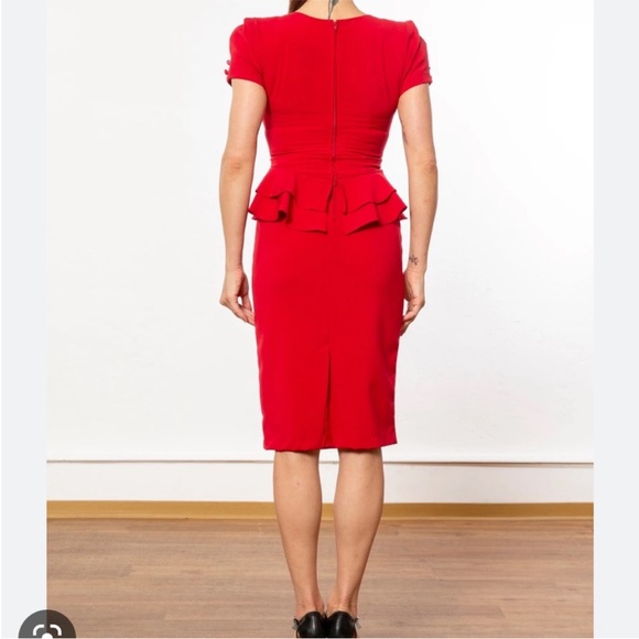 🆕 Stop Staring Faith red peplum vintage retro pinupp midi wiggle dress - Picture 4 of 14
